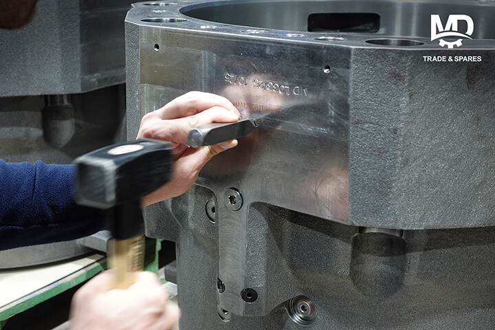 Backing ring suitable for MAN 48/60 B Lloyds certified. Lloyds certification mark and pressure test. Spare parts for MAN 48/60 engines. Engine spares MAN 48/60. MAN 48/60 engine spares. MAN 48/60 spare parts