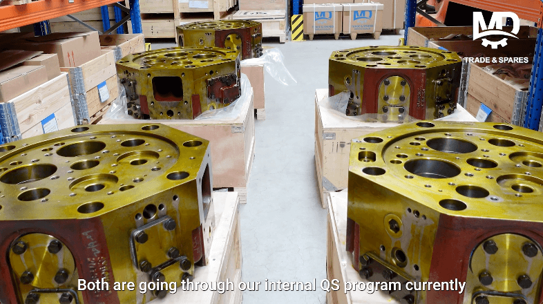 Size matters. Cylinder heads lined up and ready for Lloyds inspection and certification.  Engine spares MAN 48/60, Engine spares MAN 51/60, Engine spares MAN 58/64, Engine spares Pielstick PC2.2, Engine spares Pielstick PC2.5, Engine spares Pielstick PC2.6