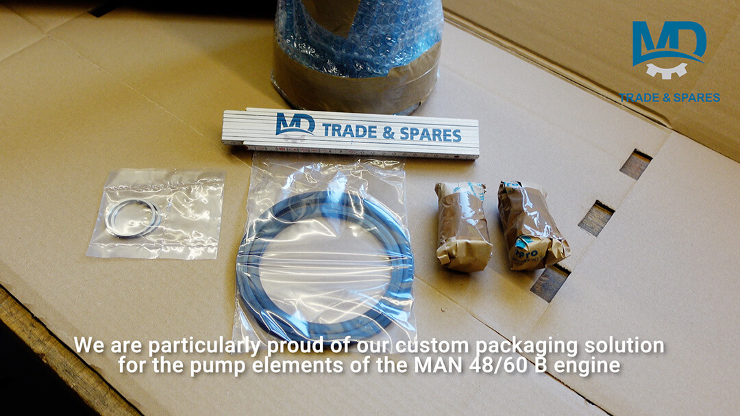 Packaging for pump element MAN 48/60 engine, Engine spares MAN 48/60, MAN 48/60 engine spares, MAN 48/60 spare parts